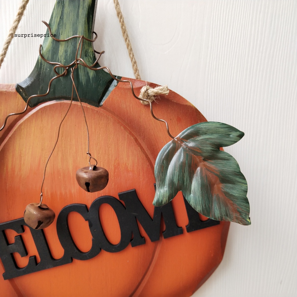Vòng Hoa Lá Giả Hình Bí Ngô Nhiều Màu Sắc Dùng Trang Trí Cửa Dịp Halloween