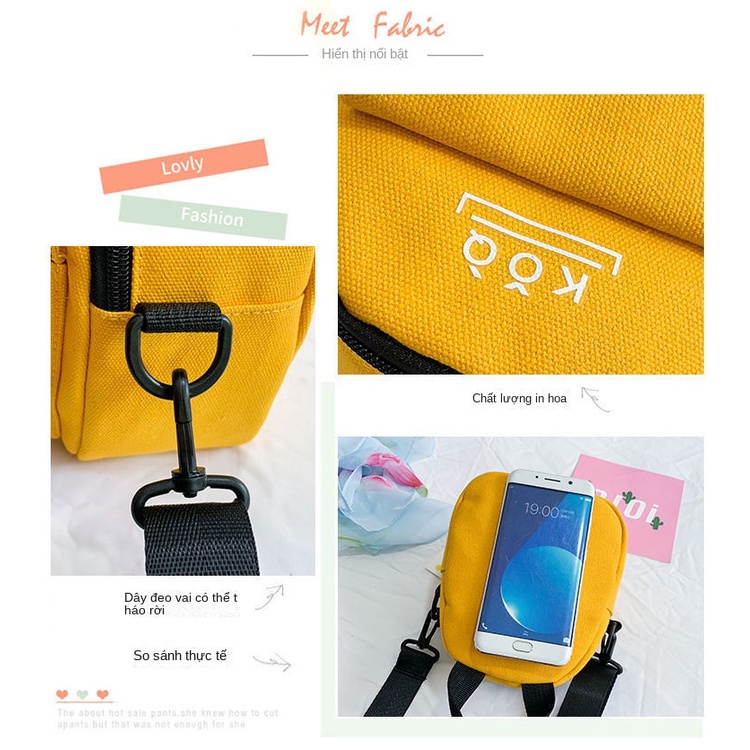 Túi Đeo Chéo Một Bên Vai Bằng Vải Bạt Nhiều Màu Kích Thước Nhỏ Phong Cách Hip Hop Đường Phố Cá Tính Hợp Thời Trang