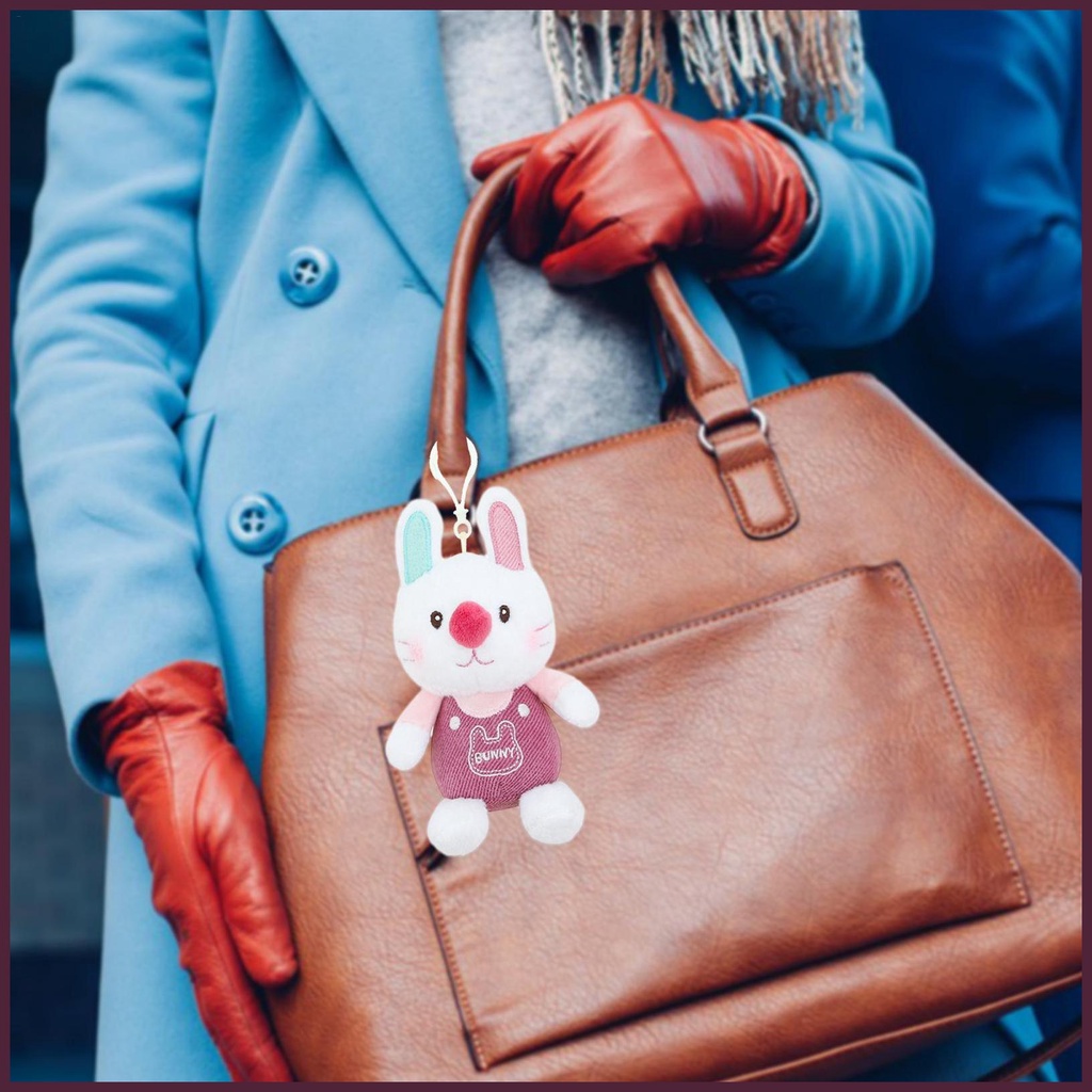 Móc Khóa Thỏ Nhồi Bông Mặt Cười Dễ Thương