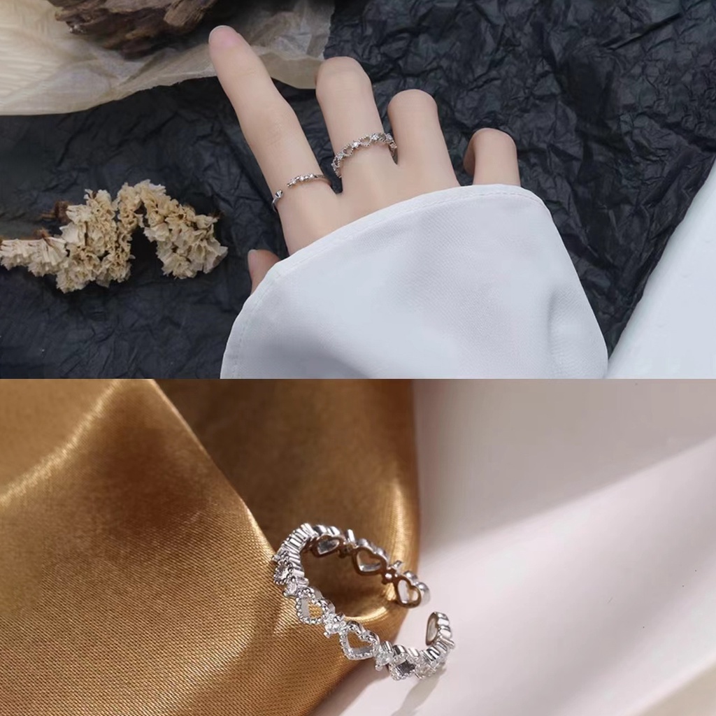 Nhẫn Hở Hình Trái Tim Đính Đá Ngọt Ngào Cho Nữ