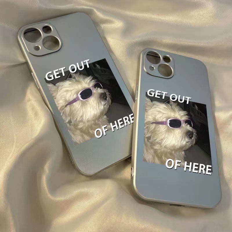 Ốp Điện Thoại Kính Viền TPU Dẻo Họa Tiết Chú Chó Đeo Kính Độc Đáo Cho IPhone 11 14 13 12 Pro XS Max XR X 8 + 7 6S Plus