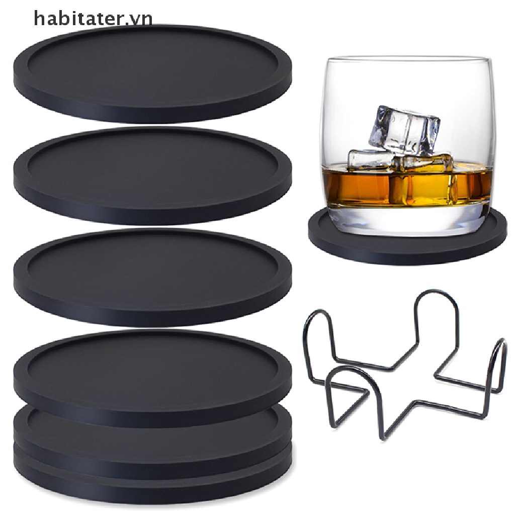 Bộ 6 Đế Lót Ly Hình Tròn Bằng Silicon Chống Trượt Tiện Dụng