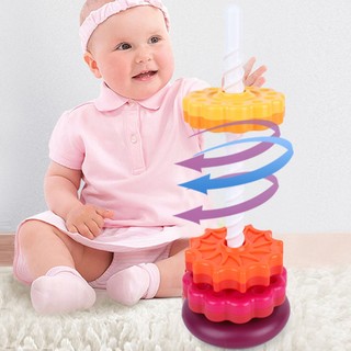 Rainbow Tower Stack đồ chơi Spin Spin Tower Builds Stack Ring cho trẻ em