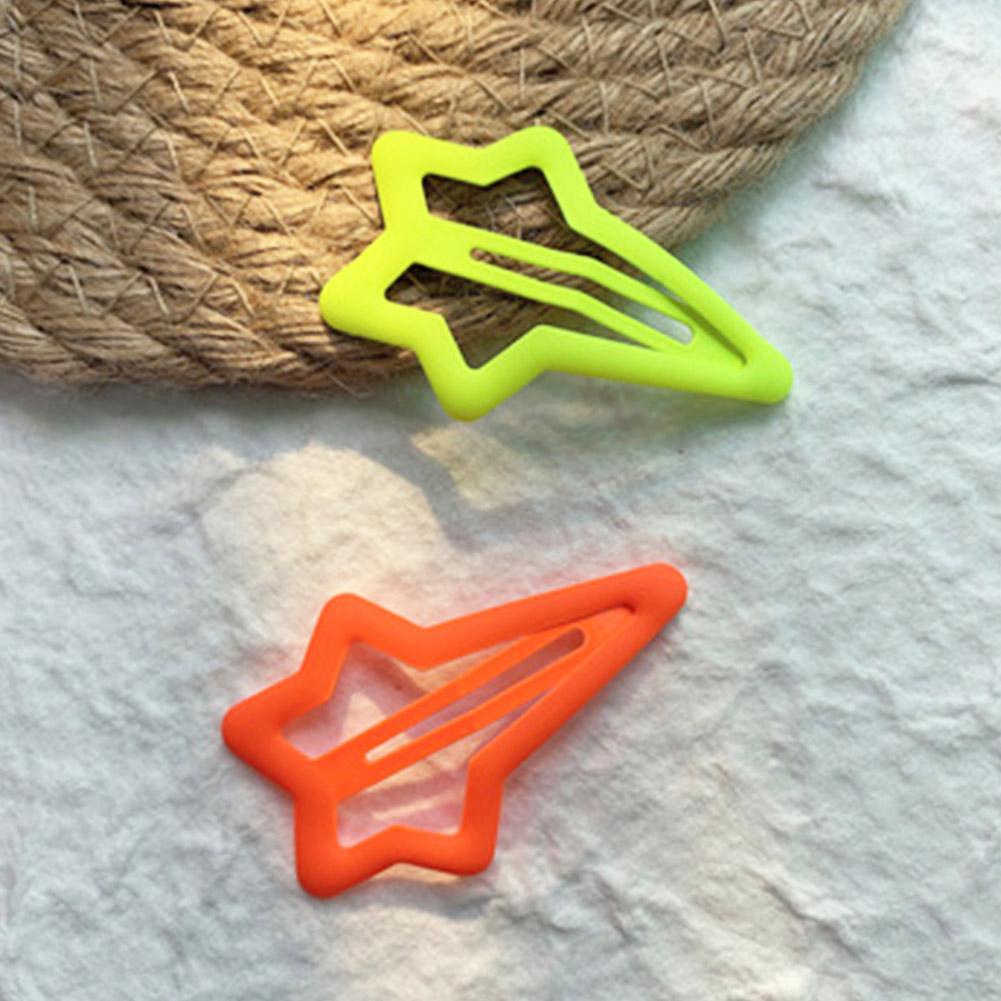 Bộ 6 Kẹp Tóc Hợp Kim Màu Sắc Huỳnh Quang Hình Ngôi Sao Xinh Xắn Cho Bé P2M0