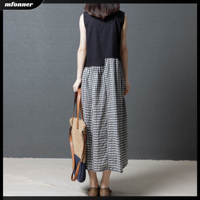 Đầm Sát Nách Cổ Tròn Dáng Rộng Cỡ Lớn Thời Trang Mùa Hè Cho Nữ