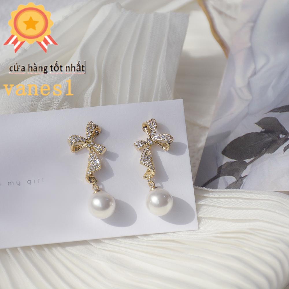 Bông Tai Thời Trang Kiểu Hình Học Đính Nơ VANES1 S925