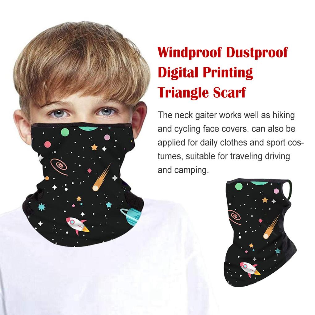 Khăn Choàng Cổ 1 / 2 / 3 / 5 Hình Tam Giác In Kỹ Thuật Số Chống Gió Có Vòng Đeo Tai Cho Bé Chơi Thể Thao Ngoài Trời