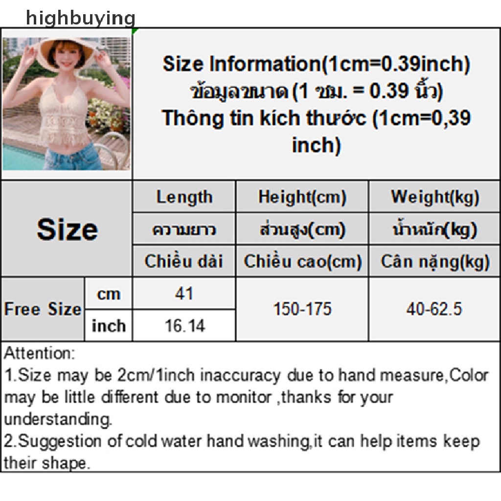 Hbvn Belle Áo Ngực Crop Top Hai Dây Tua Rua Khoét Rỗng Gợi Cảm Đi Biển Cho Nữ Modish