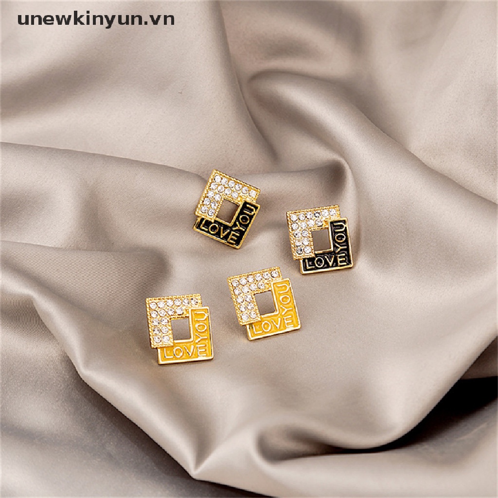 Bông Tai Hình Vuông Đính Đá Lãng Mạn Thời Trang Cho Nữ