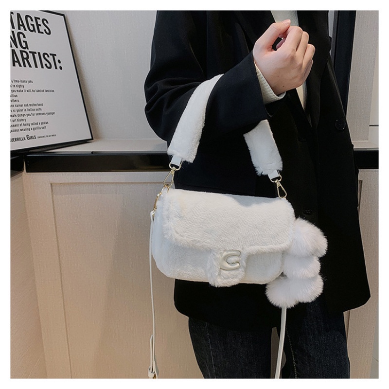 Túi Đeo Chéo Vai Hình Vuông Nhỏ Phủ Lông Thời Trang Thu Đông Dành Cho Nữ