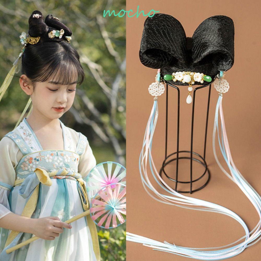 Mocho Tóc Giả Thắt Ruy Băng Vô Hình Bằng Sợi Tổng Hợp Kiểu Hán Phục Cổ Điển Làm Phụ Kiện Chụp Ảnh Cho Bé Gái