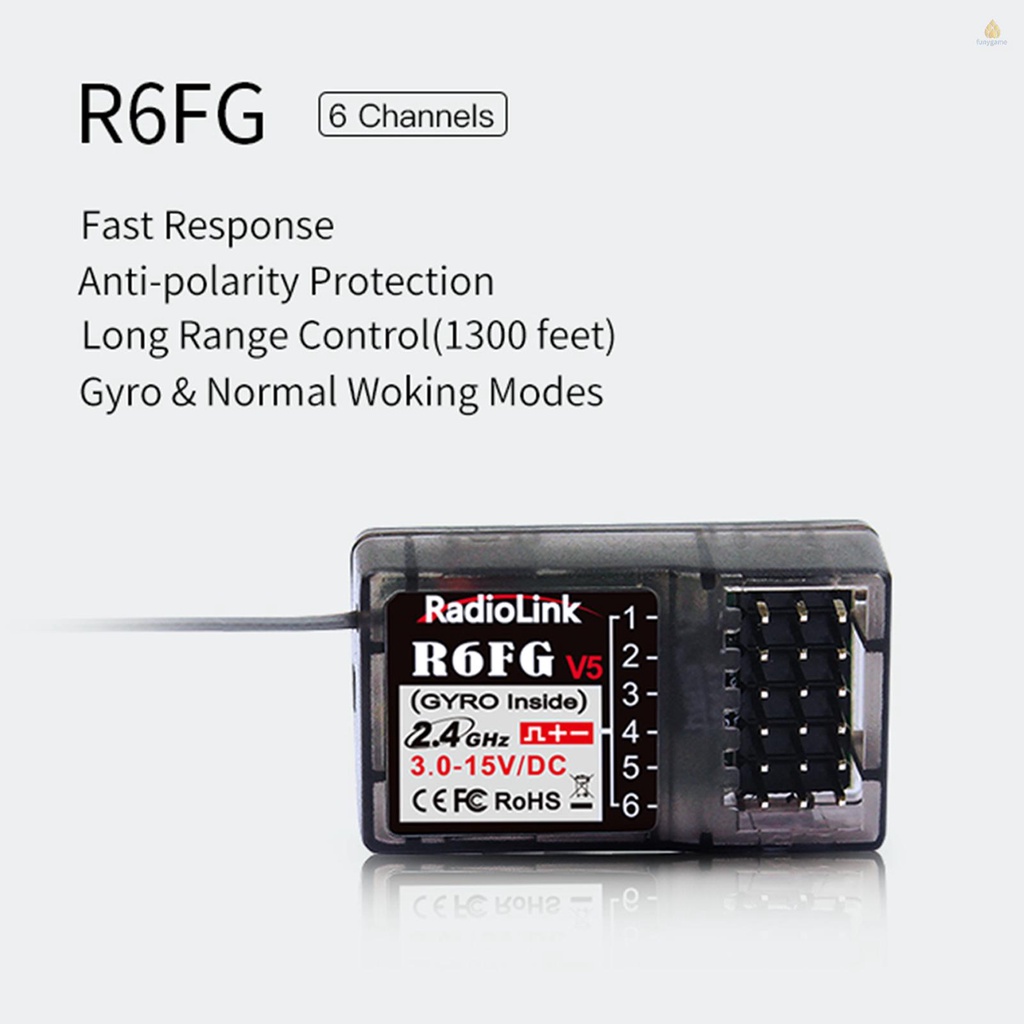 Thiết Bị Nhận Tín Hiệu Radiolink R6FG V5 2.4G 6CH FHSS Cho RC6GS V2 / RC4GS V2 / T8S / T8FB