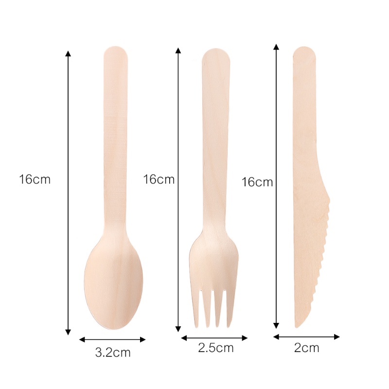 Set 100 Muỗng Nĩa Ăn Kem / Cà Phê / Salad / Bánh Mì Pasta Tự Nhiên Phân Hủy Được Thân Thiện Với Môi Trường