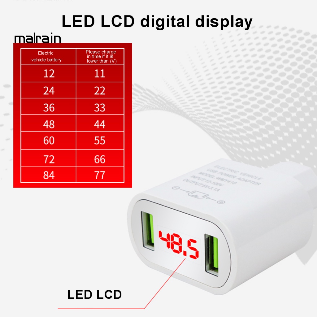 Cục Sạc Chuyển Đổi Hai Cổng USB PC 12V-100V Sang 5V 3A Màn Hình Kỹ Thuật Số Cho Xe Hơi