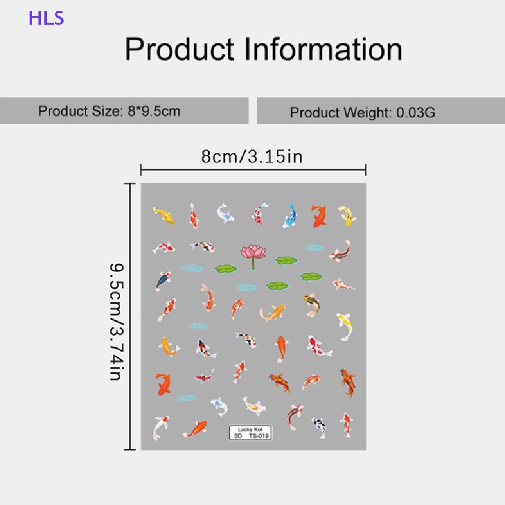 Miếng Dán Trang Trí Móng Tay Họa Tiết Cá Lá Sen / Cá Nhỏ Nhiều Màu 5D Mềm Mại DIY