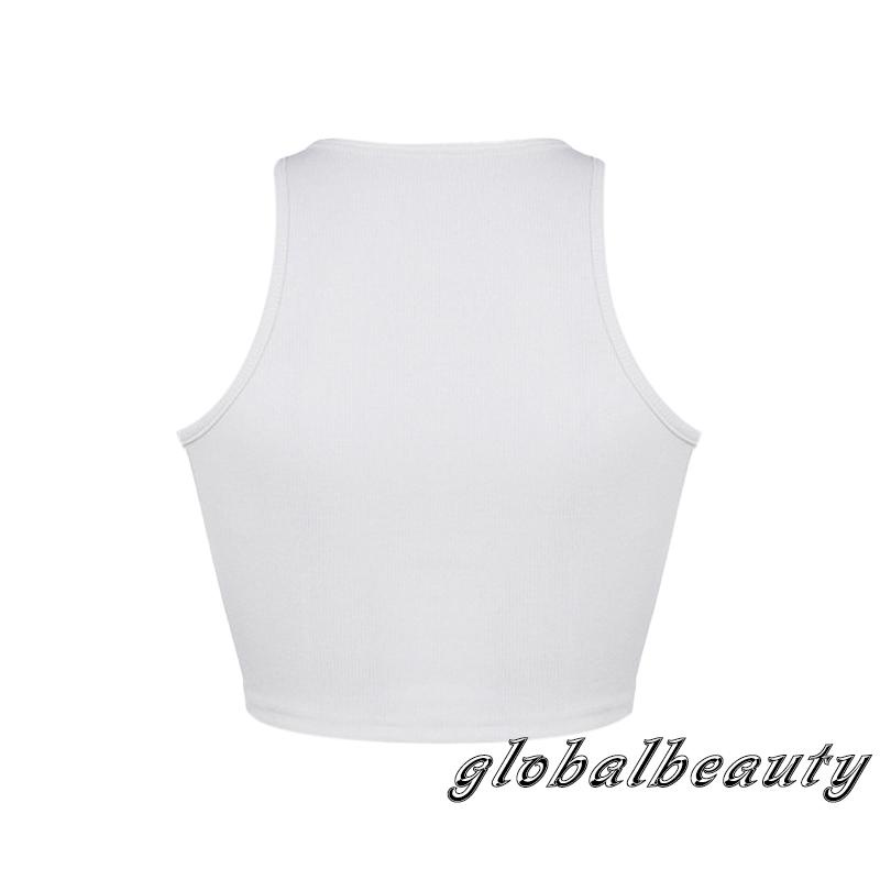 Áo Croptop Sát Nách Cổ Tròn Dáng Ôm Thêu Họa Tiết Ngôi Sao Thời Trang Mùa Hè Cho Nữ