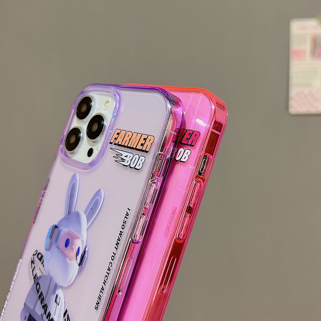 Ốp Điện Thoại tpu Dẻo Màu Laser Họa Tiết Hoạt Hình Chú Thỏ &amp; Chữ Ape Cho iPhone 11 12 13 14 PRO Max