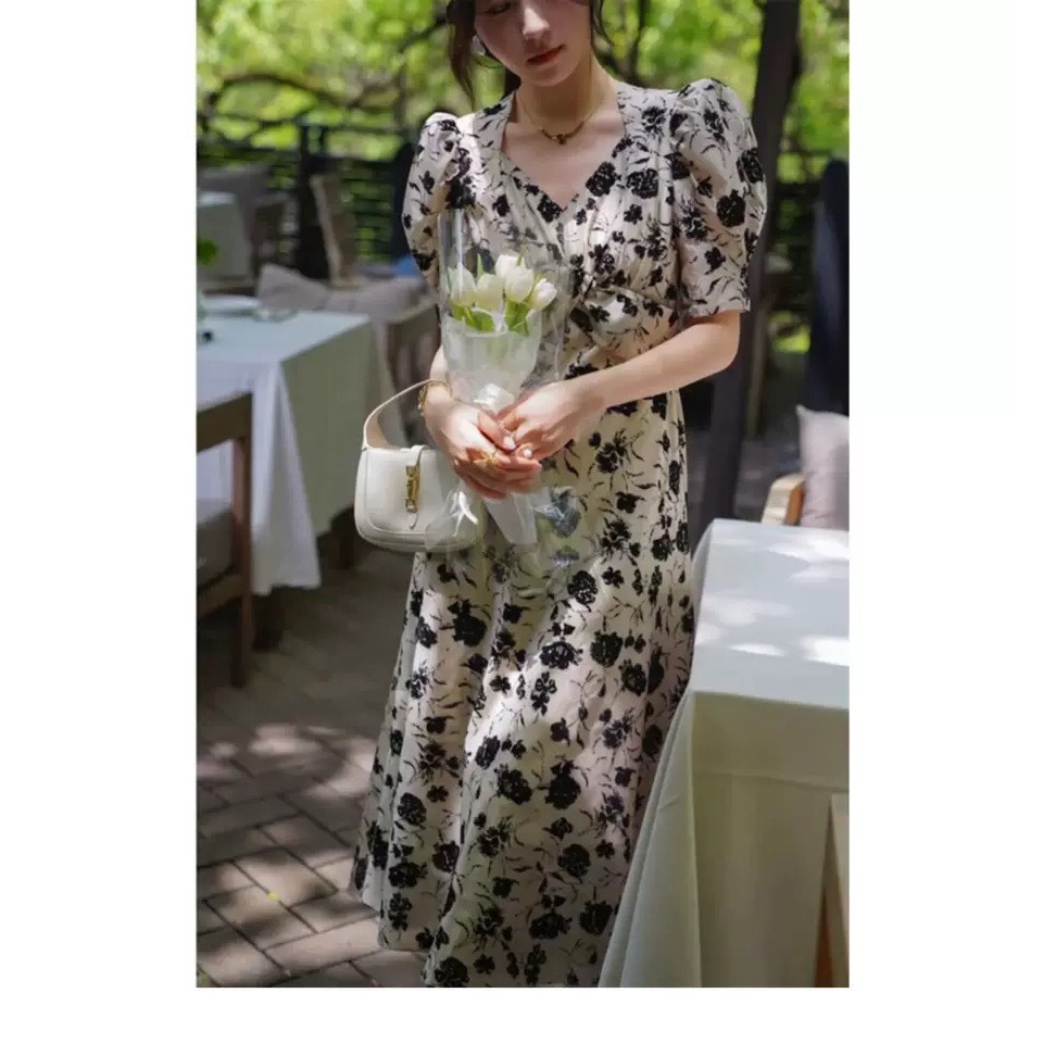 Váy hoa lụa midi sang chảnh 958