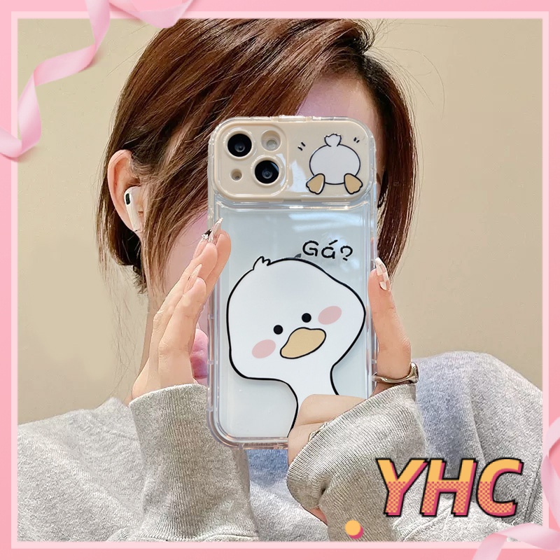 Ốp Lưng iPhone Camera Dấu chấm hỏi, vịt lật, giá đỡ gương, vỏ mềm chống rơi trong suốt Cho Iphone 6 / 6S / 6splus / se / 7 / 7plus / 8 / 8plus / X / xs / xsmax / 11 / 12 / 13 / 14 / Plus / pro / pro max-8012