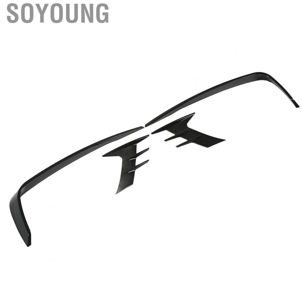 Soyoung Fog Lamp Eyebrow Frame Scratch Resistant Racing Style Glossy Black Aerodynamic Protective Wearproof Front Light Trim for