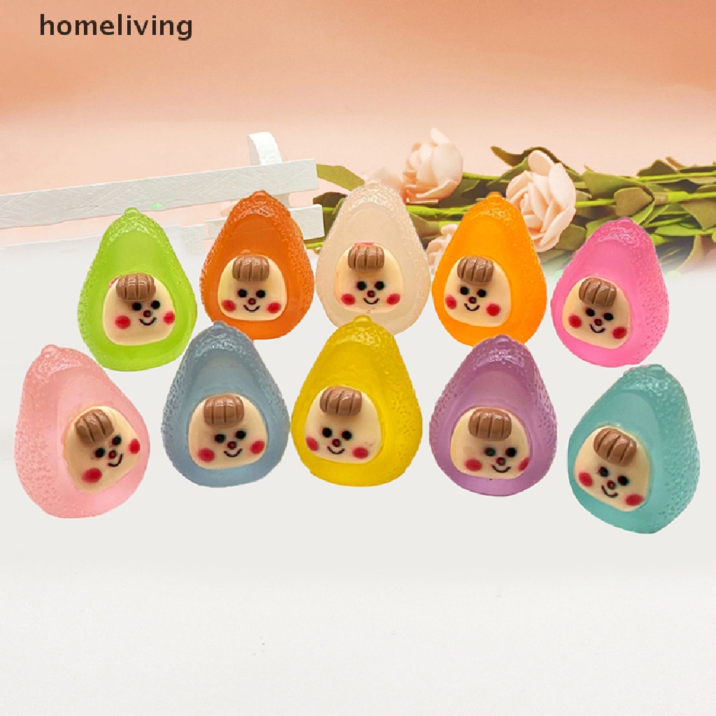 Bộ 2 Quả Bơ Mini Dạ Quang Dùng Trang Trí Tiểu Cảnh / Nhà Búp Bê