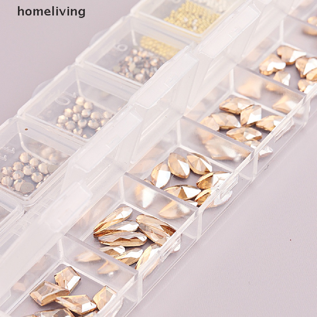 Hộp 12 Kích Cỡ AB / Đầy Màu Sắc Đính Kim Cương Pha Lê