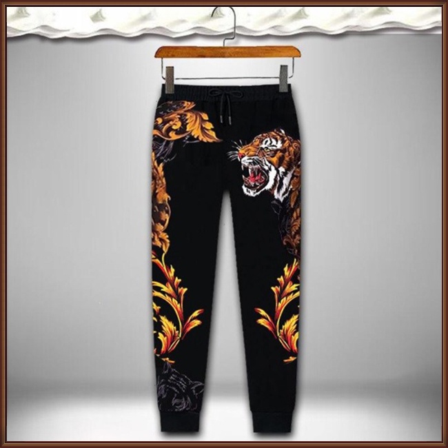 Áo Thun Dệt Kim Tay Dài Cổ Tròn Dáng Ôm In Họa Tiết Hổ Thời Trang Cho Nam