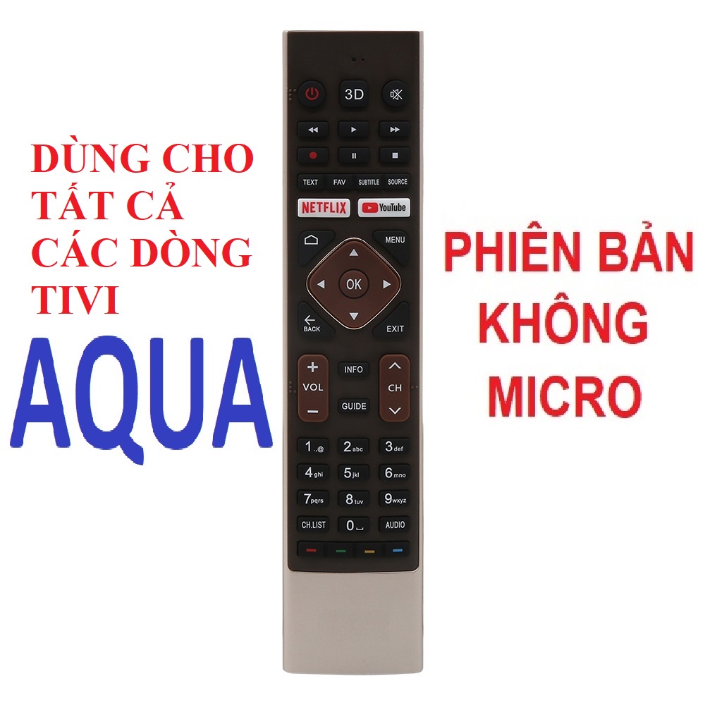 Remote điều khiển tivi AQUA ĐA NĂNG cho tất cả các dòng tv AQUA (Phiên bản rút gọn không có micro điều khiển giọng nói