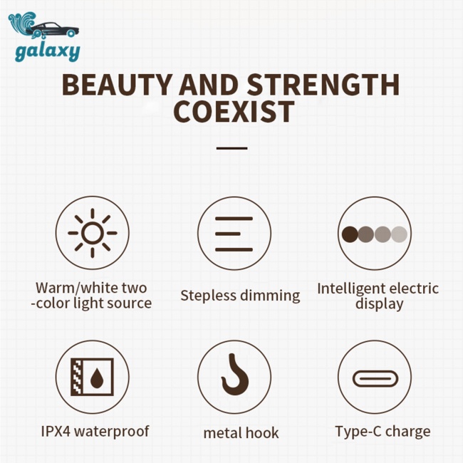 Galaxy Đèn Led Cắm Trại Di Động Có Tay Cầm Tiện Dụng