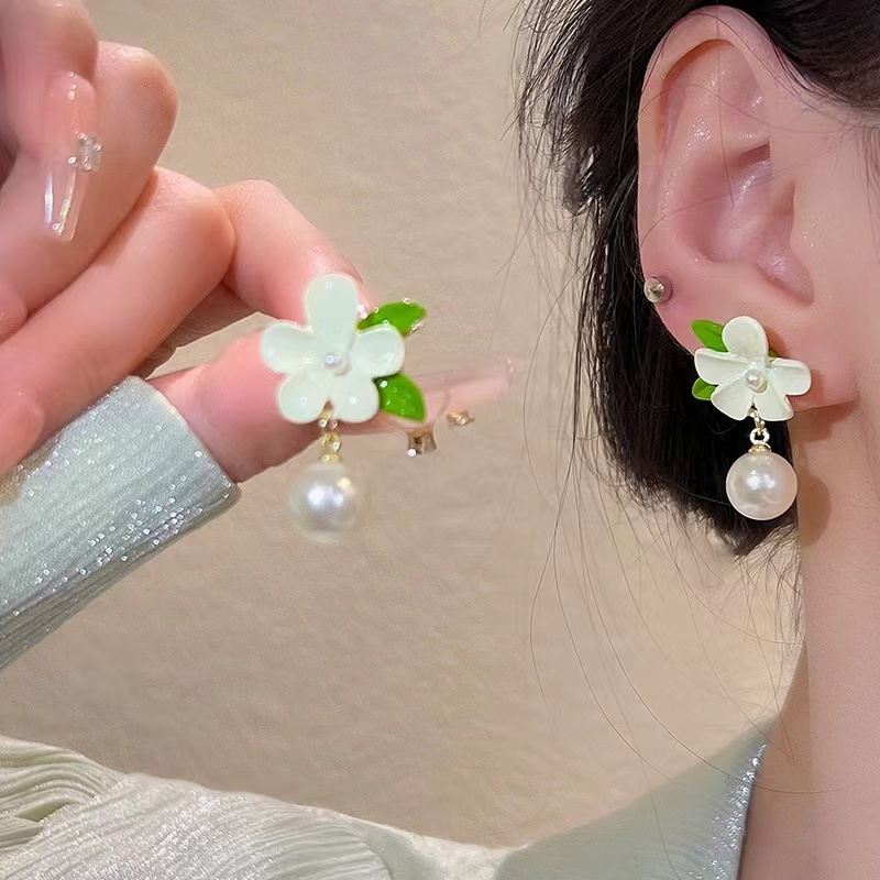 Bông Tai Dáng Dài Hình Học Màu Xanh Lá Thời Trang Mùa Hè Hàn Quốc Cho Nữ