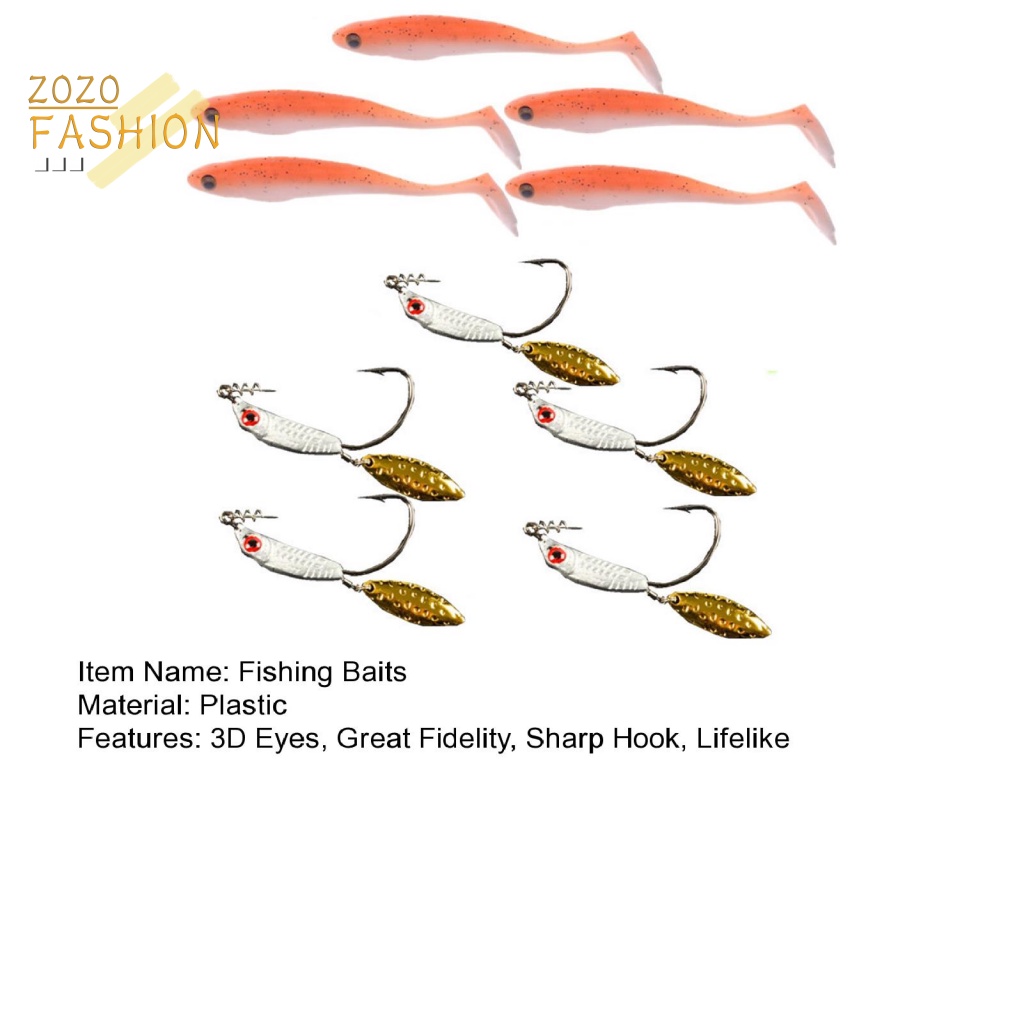 Bộ 5 Mồi Câu Cá Nhân Tạo 3D Siêu Bền Tiện Dụng