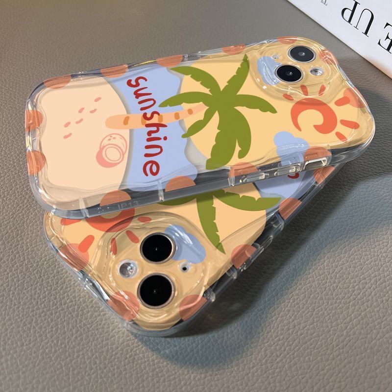 ✅Ốp Điện Thoại Trong Suốt In Hình Cây Dừa Cho Iphone 14pro13 / 8 7 / max xr / Xsmaxpro12 ZV24