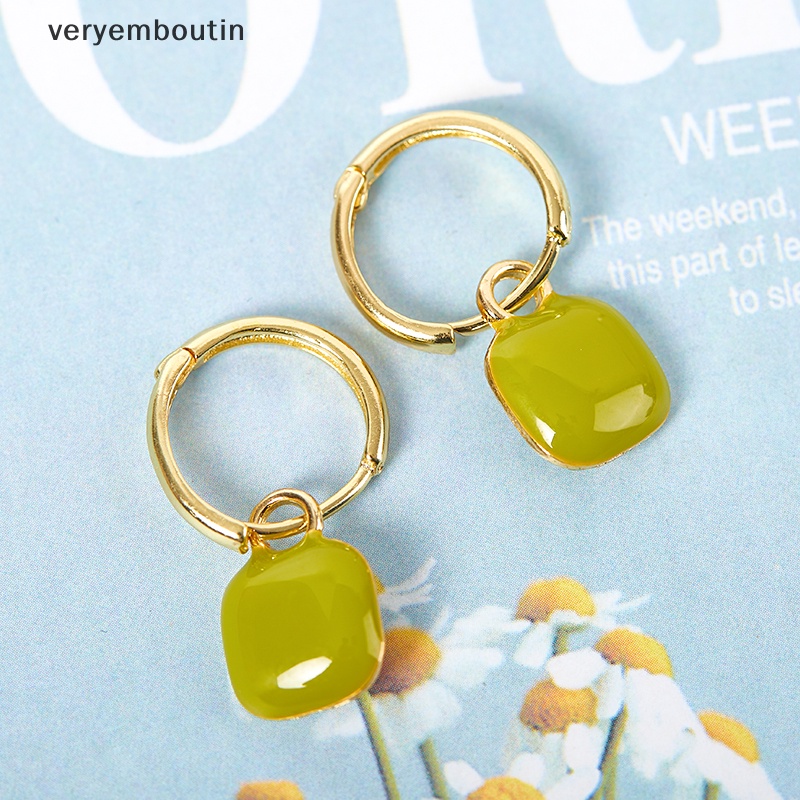 1 Đôi Bông Tai Hình Vuông / Trái Tim Phong Cách Vintage Pháp Đơn Giản Ngọt Ngào Cho Nữ