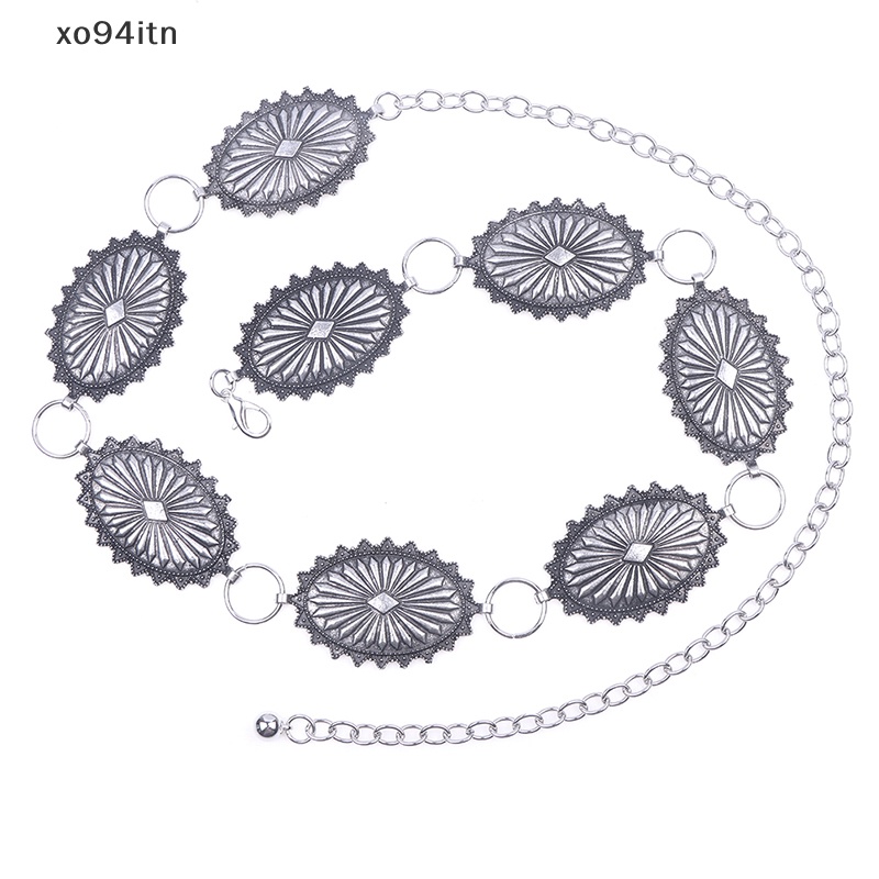 Thắt Lưng Dây Xích Kim Loại Mặt Oval Phong Cách Boho Cổ Điển Cho Nữ