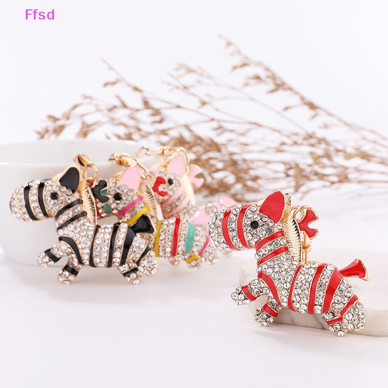 Móc Khóa Hình Ngựa Vằn Đính Đá Nhiều Màu Dễ Thương