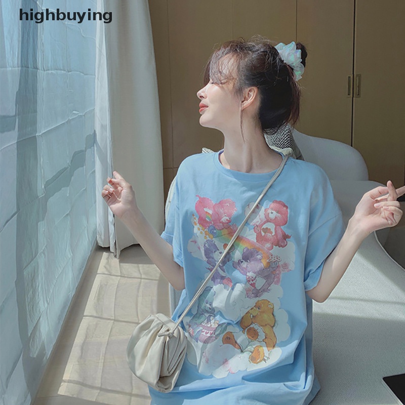 Áo Thun Tay Ngắn Cổ Tròn In Hình Gấu Hoạt Hình Thời Trang Mùa Hè Cho Nữ