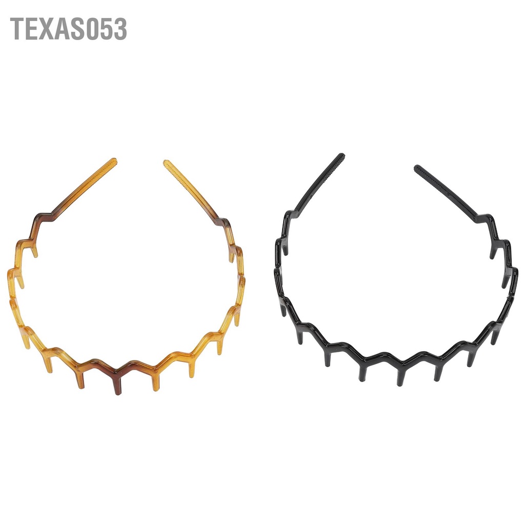 Texas053 2 Chiếc Zigzag Mũ Trùm Đầu Đen Nâu Nhựa Cá Mập Răng Chải Tóc Vòng