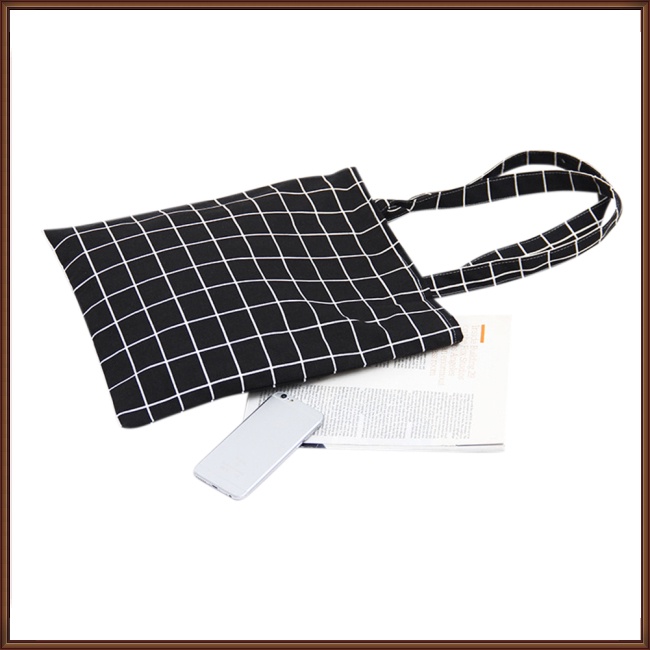 Túi Xách Vải Cotton Lanh Thân Thiện Với Môi Trường Họa Tiết Kẻ Sọc Thời Trang Cho Nữ