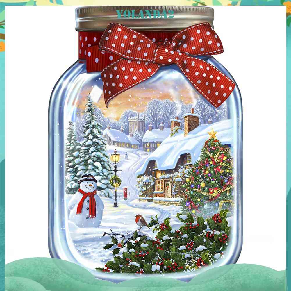 Tranh Đính Đá Kim Cương Toàn Bộ 5D DIY Hình Vẽ Lọ Hoa Giáng Sinh Trang Trí Nhà Cửa