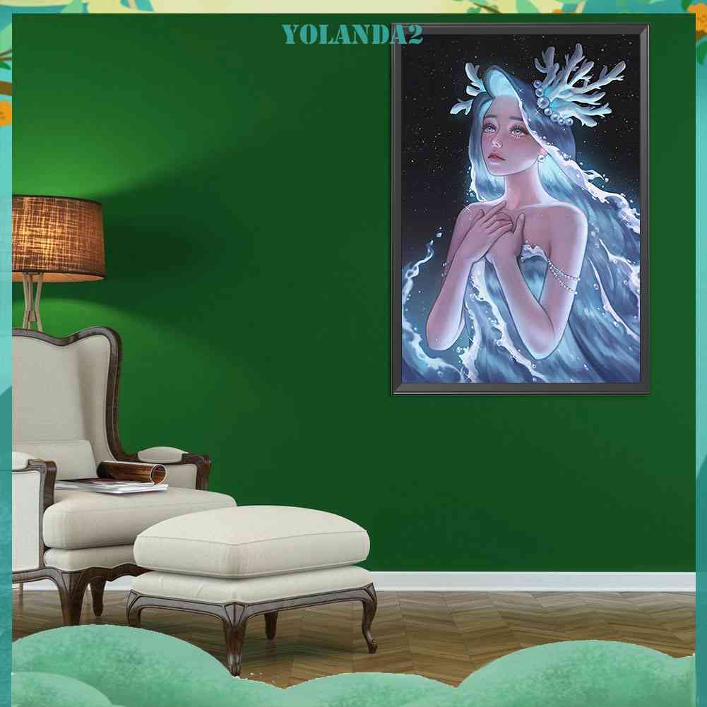 Tranh Đính Đá Kim Cương Toàn Bộ Hình Vẽ Cô Gái Anime Trang Trí Tường DIY