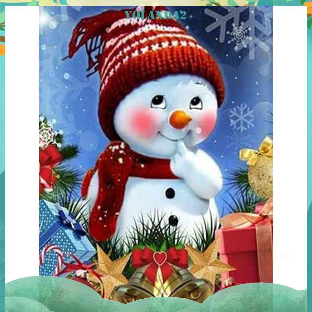 Tranh Đính Đá Kim Cương Toàn Bộ 5D DIY Hình Người Tuyết Giáng Sinh
