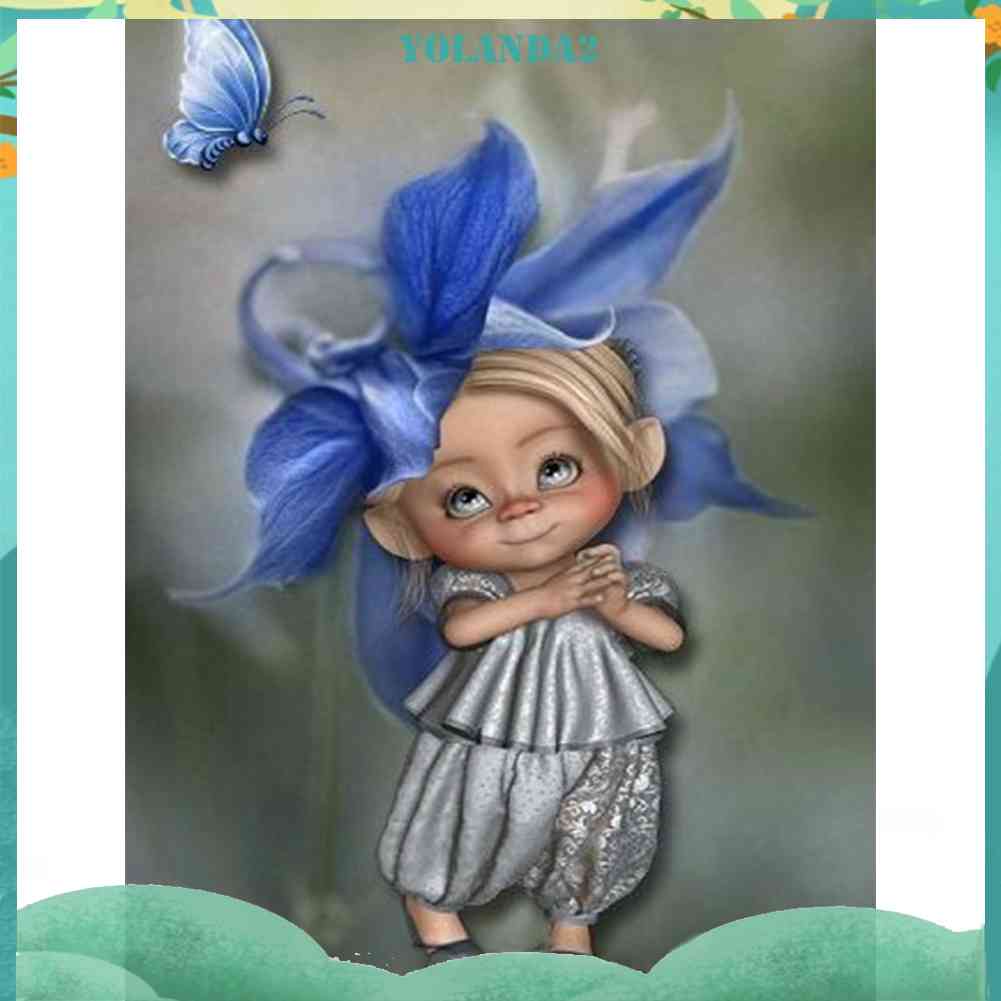 Tranh Đính Đá Kim Cương Toàn Bộ 5D DIY Hình Vẽ Búp Bê Mắt To