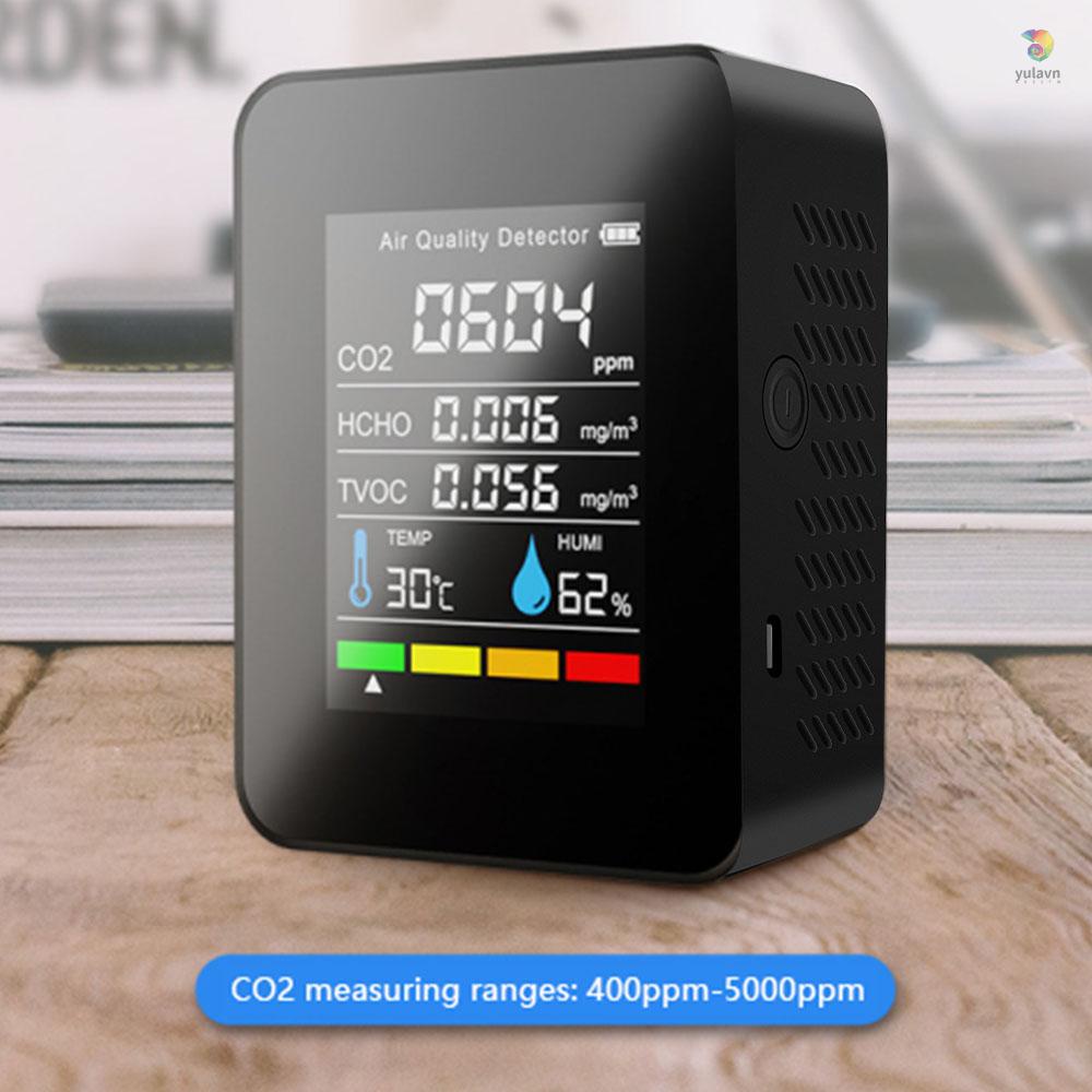 Thiết Bị Kiểm Tra Chất Lượng Không Khí CO2 Đa Chức Năng Với Carbon Dioxide TVOC HCHO Giá Trị Nhiệt Độ Và Độ Ẩm