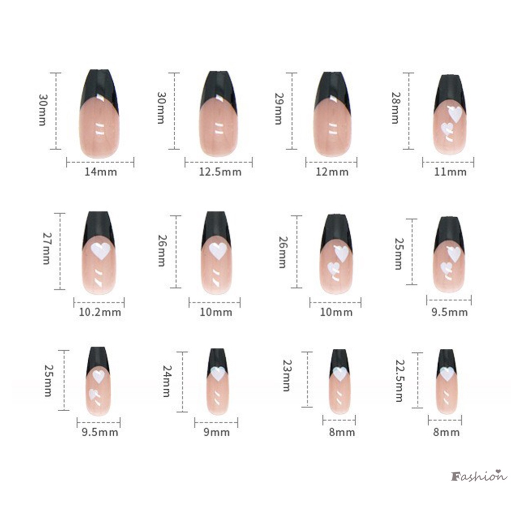 Bộ Móng Tay Giả Dài Màu Hồng / Đen Có Thể Tháo Rời