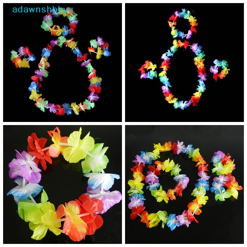 Set 4 Vòng Hoa Đeo Cổ / Cổ / Cổ Tay Nhảy Hula Luau Nhiệt Đới Hawaii