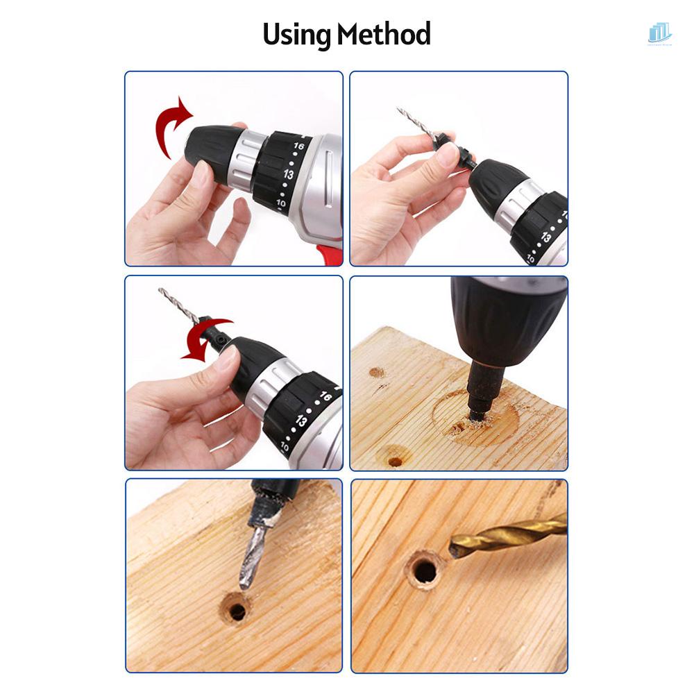 Bộ 5 Mũi Khoan Thép Tốc Độ Cao (s2mwvn) Với 1 Chìa Vặn Lục Giác Dùng Làm Đồ Gỗ