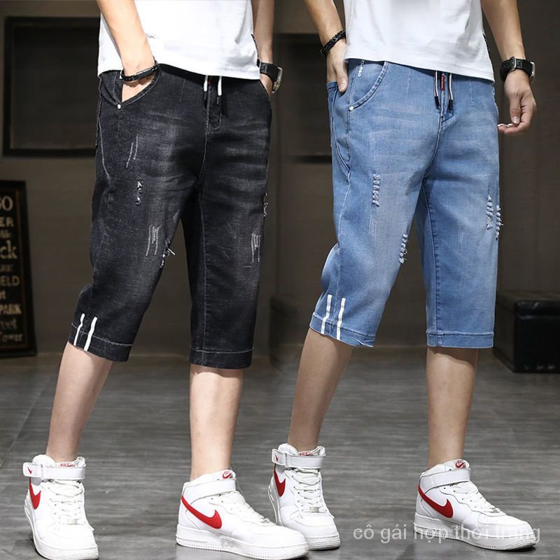 Quần Short Denim Siêu Mỏng Dáng Rộng Thời Trang Mùa Hè Cho Nam 7 Tuổi J7nj