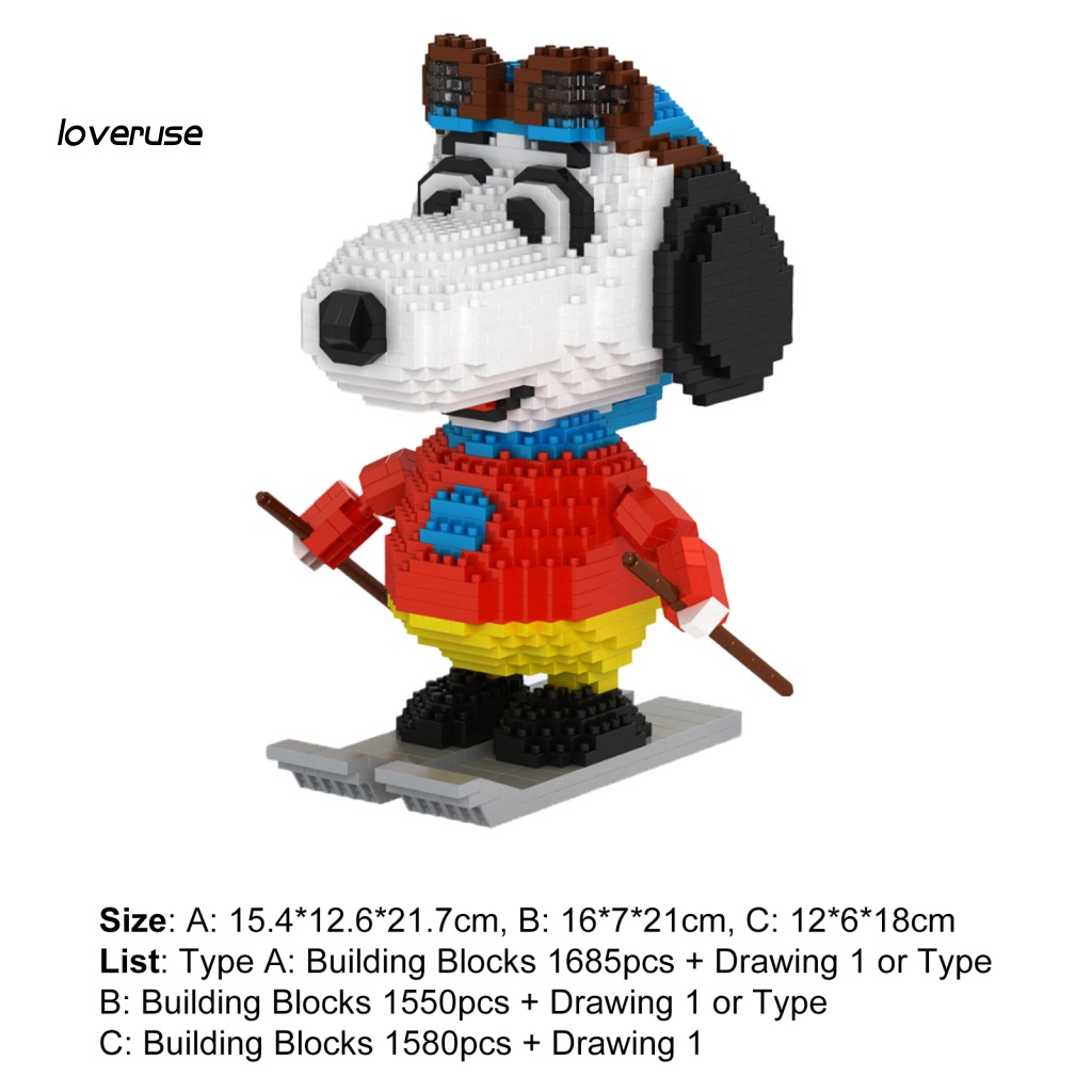 / Lo / Khối Gạch Xây Dựng Hoạt Hình Snoopy Không Phai Màu Quà Tặng Sinh Nhật Không Kèm Vết