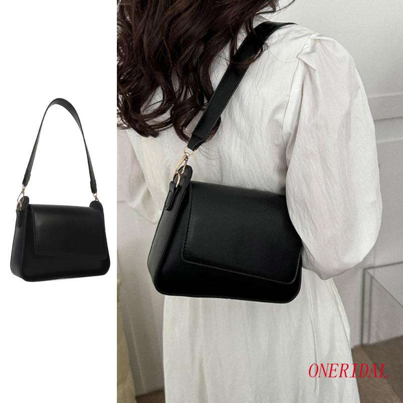Túi Đeo Vai / Kẹp Nách Bằng Da PU Màu Trơn Đa Năng Phong Cách Vintage Cho Nữ