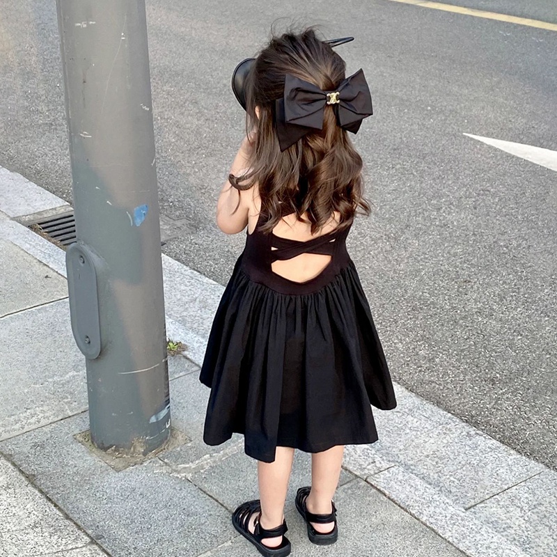 Đầm Dây Chéo Hở Lưng Phong Cách Âu Mỹ Cho Bé Gái 1-7 Tuổi